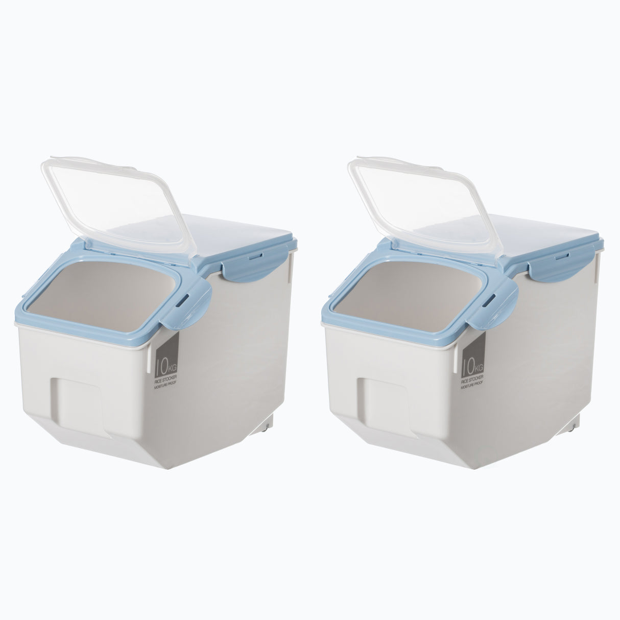White Plastic Storage Food Holder Containers, Set of 2, with a Measuring Cup and Wheels, Medium - LEHADAR