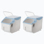 White Plastic Storage Food Holder Containers, Set of 2, with a Measuring Cup and Wheels, Medium - LEHADAR