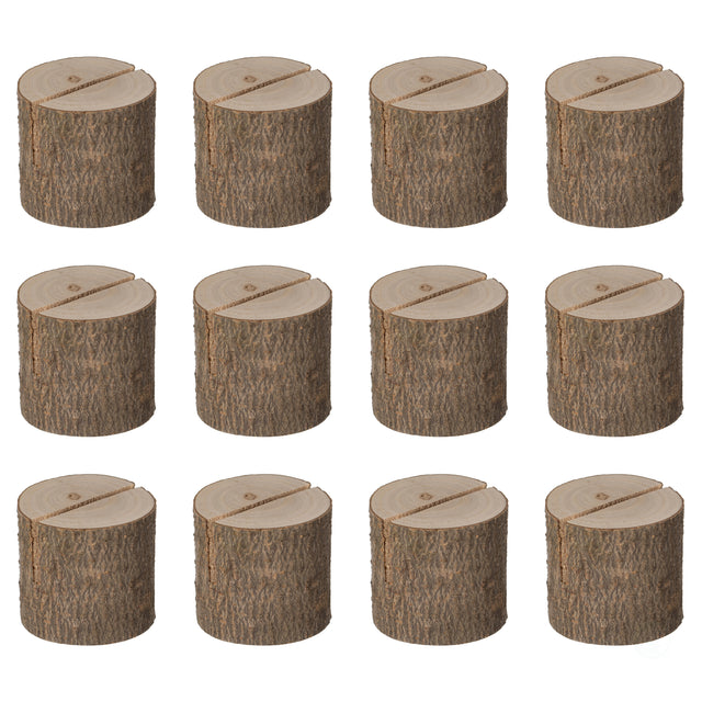 Natural Wooden Rustic Table Wood Place Card Holder, Set of Twenty-Four Pieces - LEHADAR