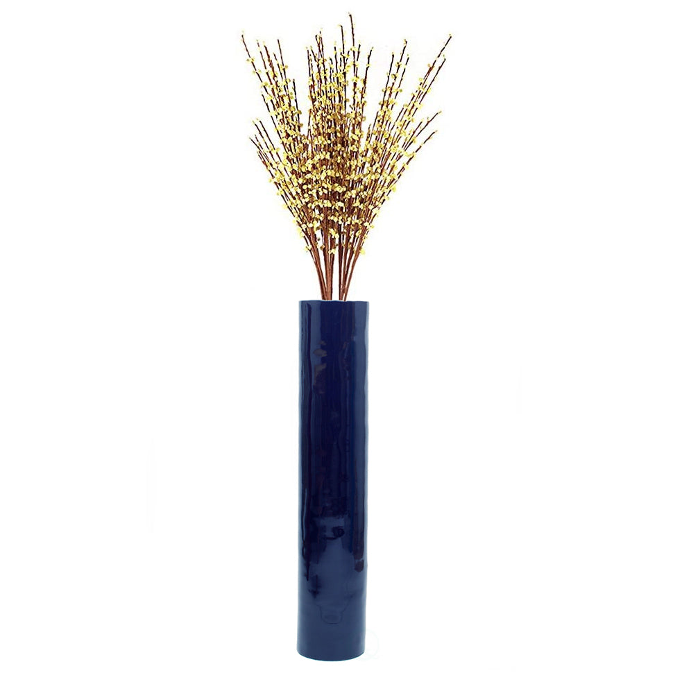 30-Inch-Tall Decorative Contemporary Bamboo Display Floor Vase - Cylinder Shape - Stylish Home Decor Accent - Modern Tall Vase for Living Room, Entryway, or Dining Room Decor, Blue - LEHADAR