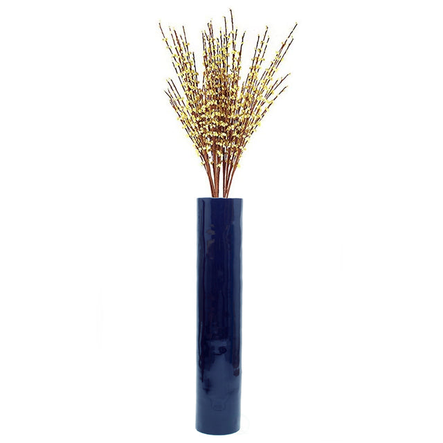30-Inch-Tall Decorative Contemporary Bamboo Display Floor Vase - Cylinder Shape - Stylish Home Decor Accent - Modern Tall Vase for Living Room, Entryway, or Dining Room Decor, Blue - LEHADAR