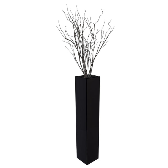 30 inch Tall Rectangular Wooden Modern Floor Vase - Sleek Contemporary Decor Accent for Living Room, Bedroom, Hallway and Entryway - Handcrafted Decorative Display Piece with Elegant Design - LEHADAR