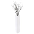 40 inch Tall Rectangular Wooden Modern Floor Vase - Sleek Contemporary Decor Accent for Living Room, Bedroom, Hallway and Entryway - Handcrafted Decorative Display Piece with Elegant Design, White - LEHADAR