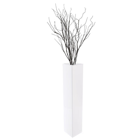 40 inch Tall Rectangular Wooden Modern Floor Vase - Sleek Contemporary Decor Accent for Living Room, Bedroom, Hallway and Entryway - Handcrafted Decorative Display Piece with Elegant Design, White - LEHADAR