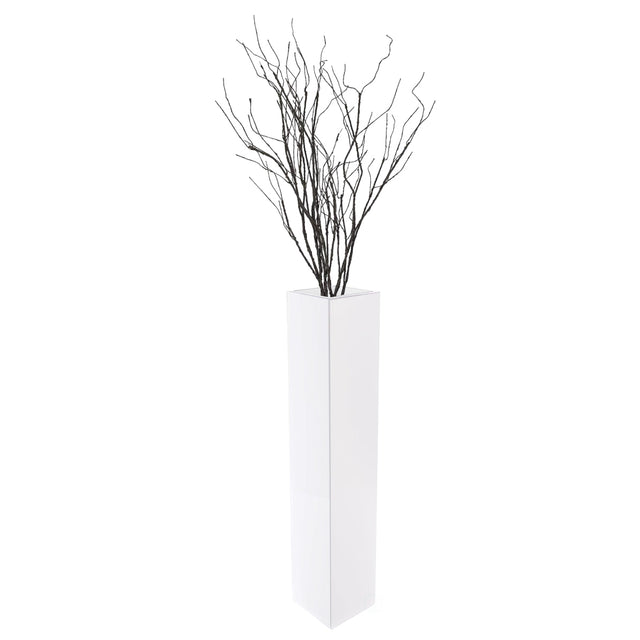30 inch Tall Rectangular Wooden Modern Floor Vase - Sleek Contemporary Decor Accent for Living Room, Bedroom, Hallway and Entryway - Handcrafted Decorative Display Piece with Elegant Design, White - LEHADAR