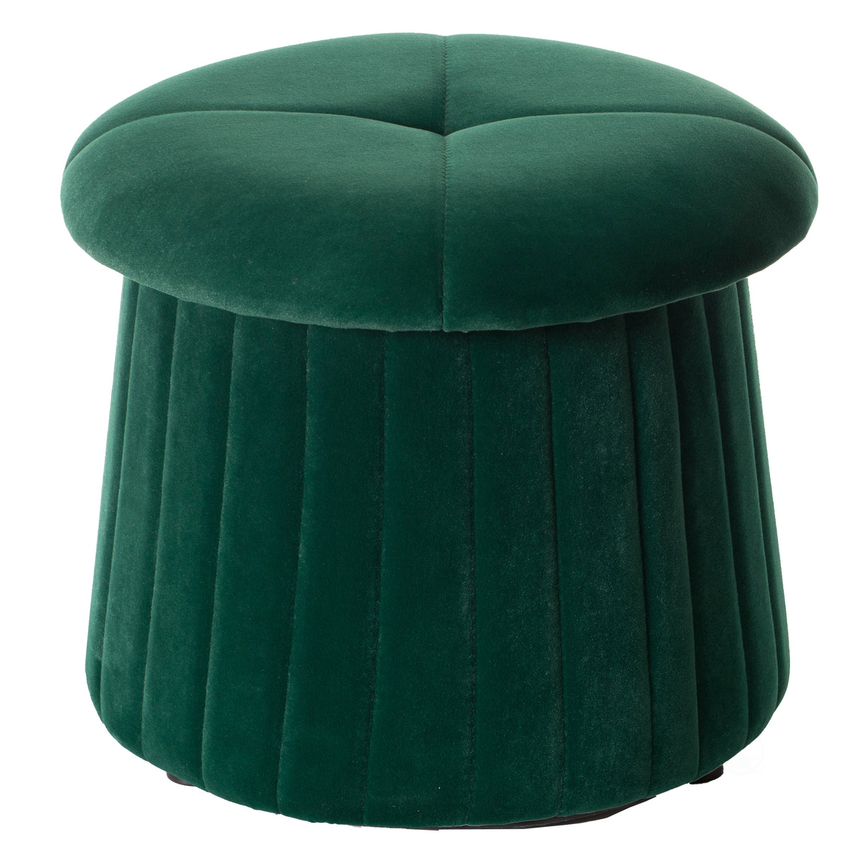 Modern Tufted Velvet Mushroom Shape Storage Ottoman Storage Stool Trunk, Green - LEHADAR