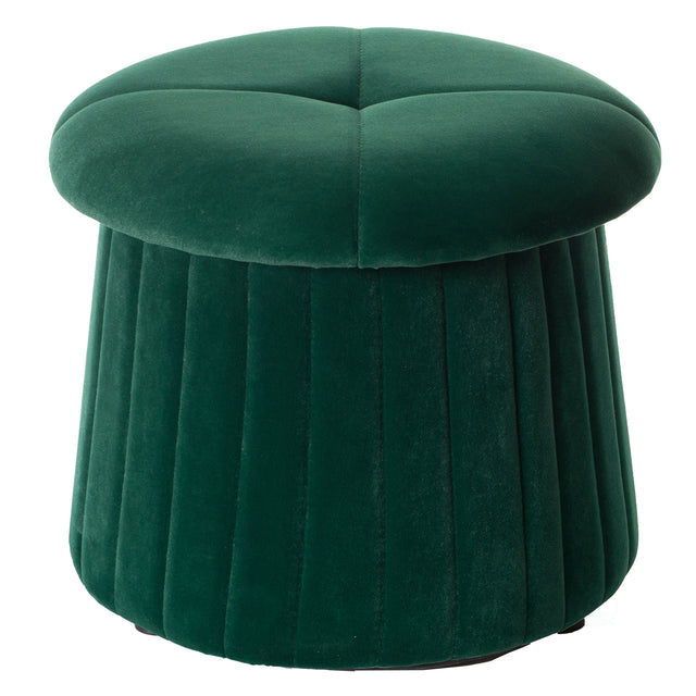 Modern Tufted Velvet Mushroom Shape Storage Ottoman Storage Stool Trunk, Green - LEHADAR