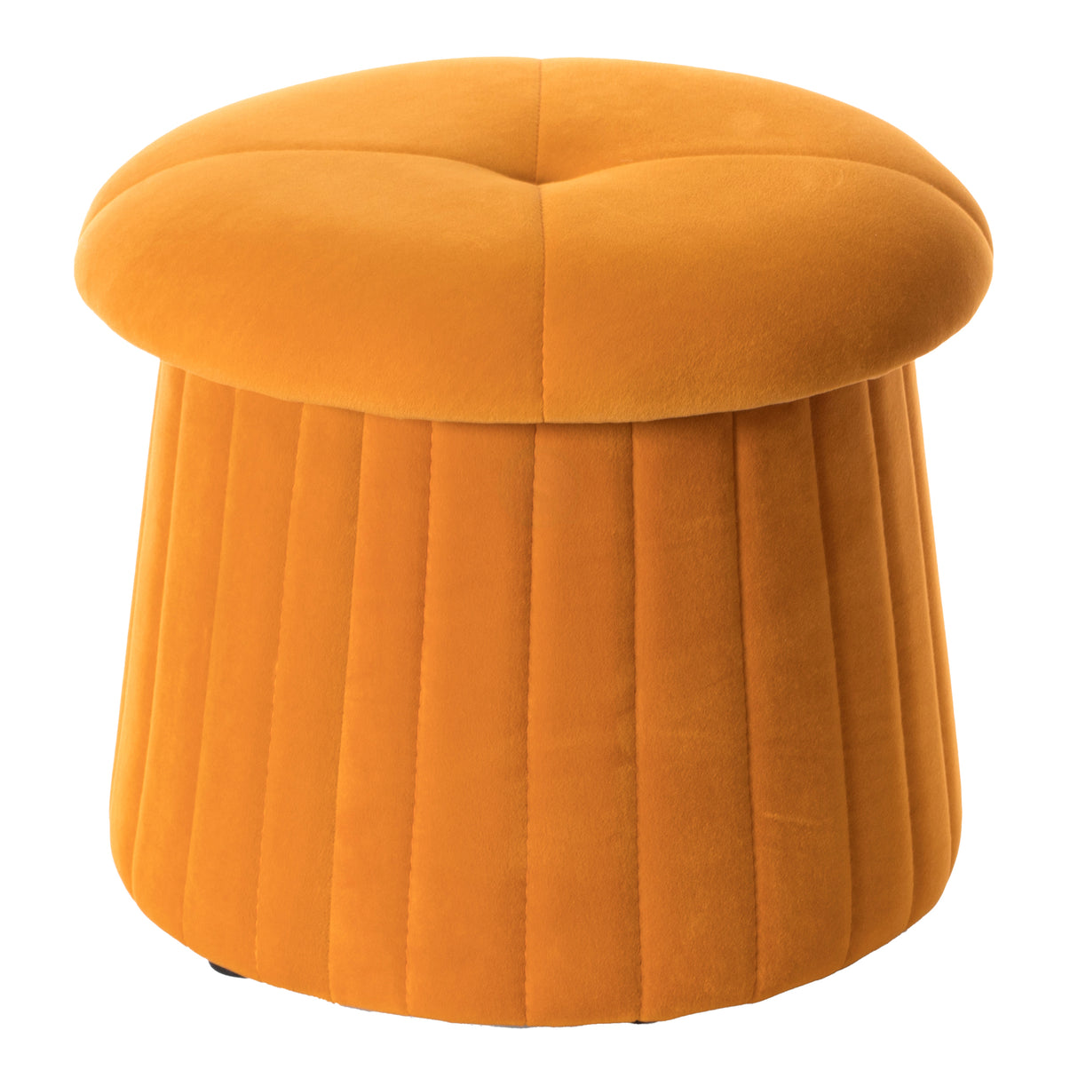 Modern Tufted Velvet Mushroom Shape Storage Ottoman Storage Stool Trunk, Mustard Yellow - LEHADAR