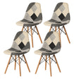 Modern Black and White Patchwork Fabric Chair with Wooden Legs for Kitchen, Dining Room, Entryway, Living Room, Set of 4 - LEHADAR