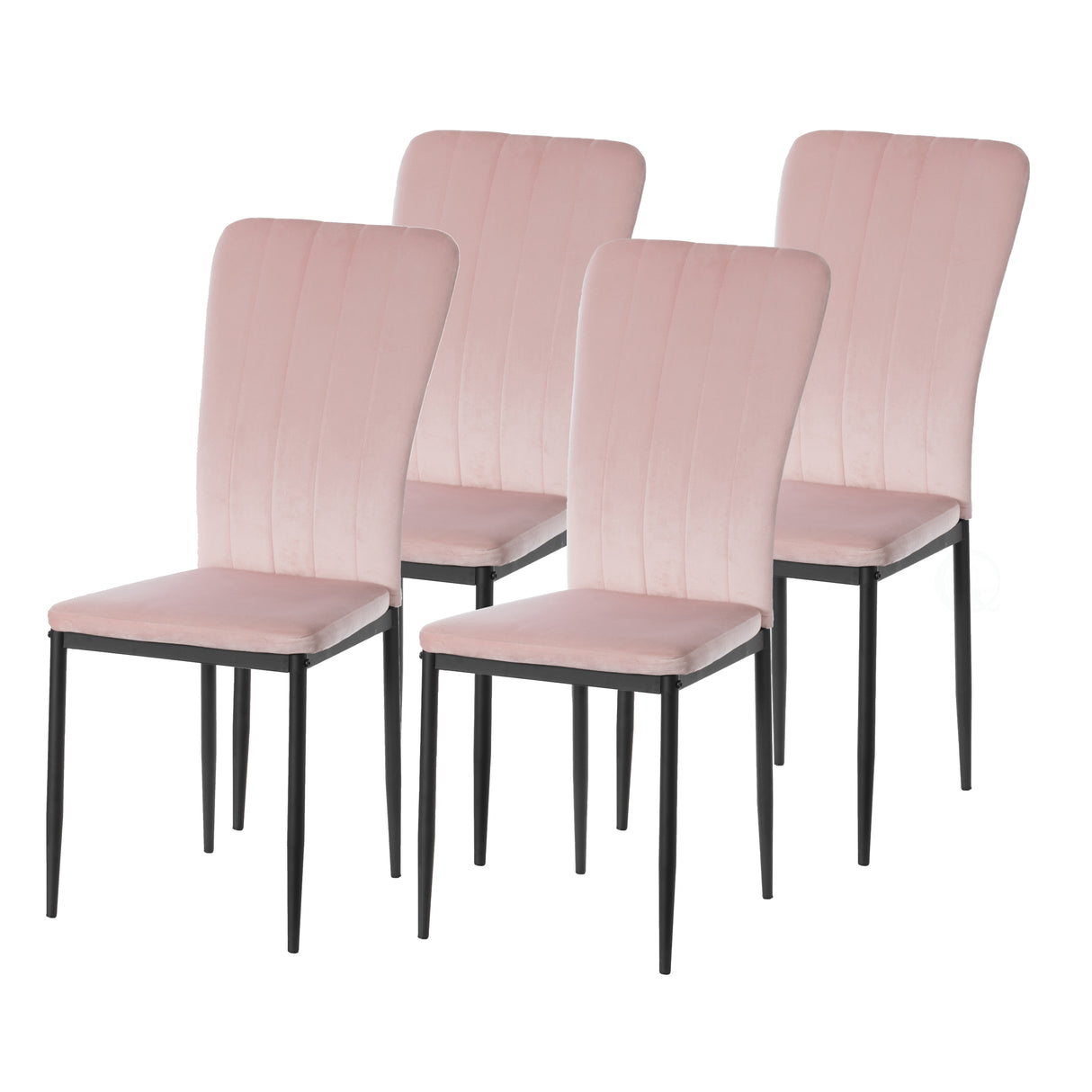 Pink Modern And Contemporary Tufted Velvet Upholstered Accent Dining Chair, Set of 4 - LEHADAR