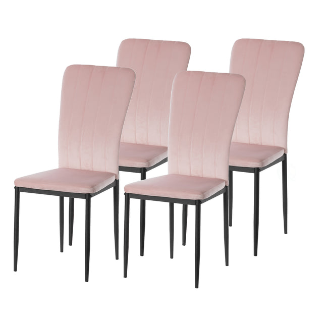 Pink Modern And Contemporary Tufted Velvet Upholstered Accent Dining Chair, Set of 4 - LEHADAR