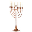 Modern Solid Metal Judaica Hanukkah Menorah 9 Branched Candelabra, Copper Finish Large - LEHADAR