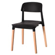 Modern Plastic Dining Chair Open Back with Beech Wood Legs, Black - LEHADAR