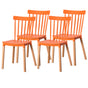 Modern Plastic Dining Chair Windsor Design with Beech Wood Legs, Orange Set of 4 - LEHADAR