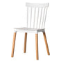 Modern Plastic Dining Chair Windsor Design with Beech Wood Legs, White - LEHADAR