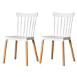 Modern Plastic Dining Chair Windsor Design with Beech Wood Legs, White Set of 2 - LEHADAR
