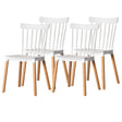 Modern Plastic Dining Chair Windsor Design with Beech Wood Legs, White Set of 4 - LEHADAR