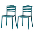 Stackable Modern Plastic Indoor and Outdoor Dining Chair with Ladderback Design for All Weather Use, Blue Set of 2 - LEHADAR