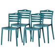 Stackable Modern Plastic Indoor and Outdoor Dining Chair with Ladderback Design for All Weather Use, Blue Set of 4 - LEHADAR