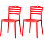 Stackable Modern Plastic Indoor and Outdoor Dining Chair with Ladderback Design for All Weather Use, Red Set of 2 - LEHADAR