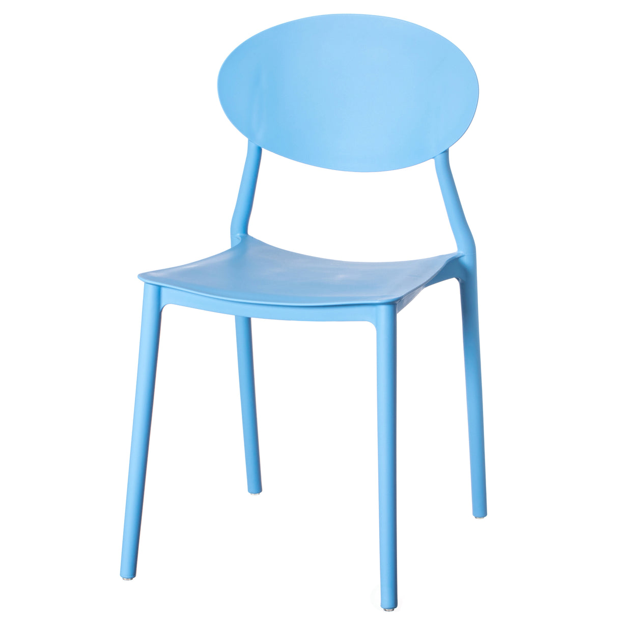 Modern Plastic Outdoor Dining Chair with Open Oval Back Design, Blue - LEHADAR