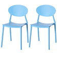 Modern Plastic Outdoor Dining Chair with Open Oval Back Design, Blue Set of 2 - LEHADAR