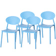 Modern Plastic Outdoor Dining Chair with Open Oval Back Design, Blue Set of 4 - LEHADAR