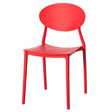 Modern Plastic Outdoor Dining Chair with Open Oval Back Design, Red - LEHADAR