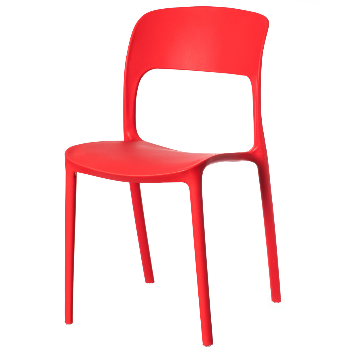 Modern Plastic Outdoor Dining Chair with Open Curved Back, Red - LEHADAR
