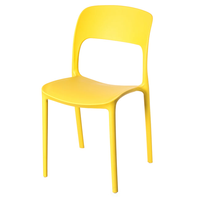 Modern Plastic Outdoor Dining Chair with Open Curved Back, Yellow - LEHADAR