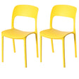 Modern Plastic Outdoor Dining Chair with Open Curved Back, Yellow Set of 2 - LEHADAR