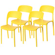 Modern Plastic Outdoor Dining Chair with Open Curved Back, Yellow Set of 4 - LEHADAR