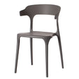 Modern Plastic Outdoor Dining Chair with Open U Shaped Back, Grey - LEHADAR