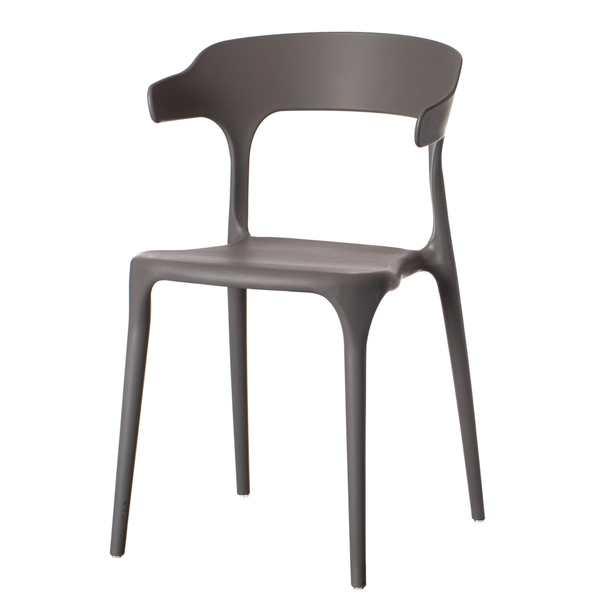 Modern Plastic Outdoor Dining Chair with Open U Shaped Back, Grey - LEHADAR