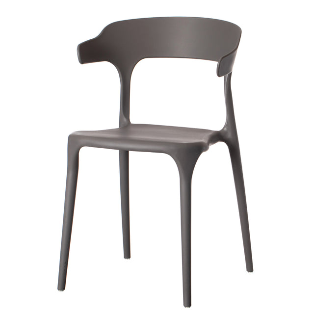Modern Plastic Outdoor Dining Chair with Open U Shaped Back, Grey - LEHADAR