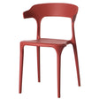Modern Plastic Outdoor Dining Chair with Open U Shaped Back, Red - LEHADAR