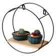 Round, Wooden Board with Metal Frame Wall Mount Floating Shelf for The Living Room, Dining Room, or Office - LEHADAR