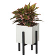 Indoor and Outdoor White Iron Planting Box with Black Wooden Frame, Large Planter - LEHADAR