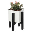 Indoor and Outdoor White Iron Planting Box with Black Wooden Frame, Small Planter - LEHADAR