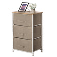 Sand Bins and White Frame Three Storage Night Chest and Storage Chest, Beige, 3 Drawers - LEHADAR