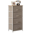 San Bins and White Frame Four Storage Night Chest and Storage Chest, Beige, 4 Drawers - LEHADAR