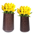 Brown Rustic Iron Flower Plant Centerpiece Hammered Vase, Set of 2 - LEHADAR