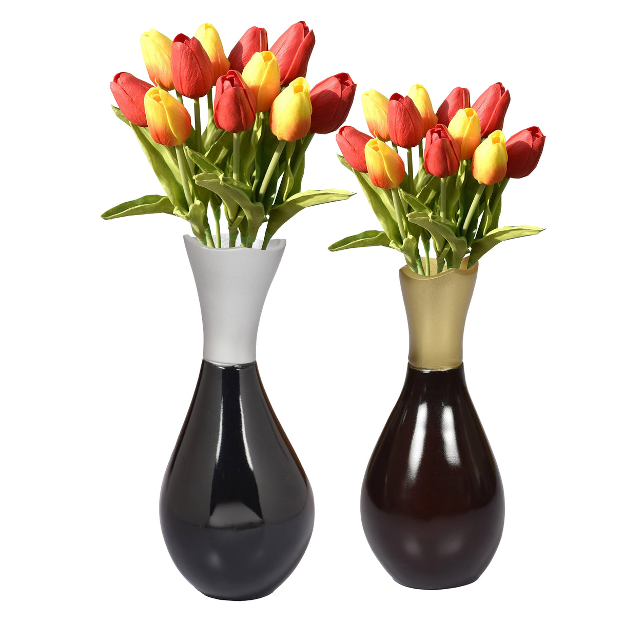 Aluminum-Casted Modern Decorative Flower Table Vase, Set of 2 - LEHADAR