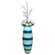 Bamboo Cylinder Floor Vase - Handcrafted Tall Decorative Vase - Ideal for Dining Room, Living Room, 16.5 Inch, Blue - LEHADAR