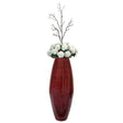 Bamboo Cylinder Floor Vase - Handcrafted Tall Decorative Vase - Ideal for Dining Room, Living Room, 16.5 Inch, Red - LEHADAR
