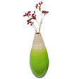 Contemporary Bamboo Floor Flower Vase Tear Drop Design for Dining, Living Room, Entryway Decoration Fill It with Dried Branches or Flowers, Large Green - LEHADAR