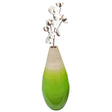 Contemporary Bamboo Floor Flower Vase Tear Drop Design for Dining, Living Room, Entryway Decoration Fill It with Dried Branches or Flowers, Medium Green - LEHADAR