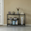 Modern Display Metal Console Table with Open Shelfs, for Dining, Entryway and Hallway, Black - LEHADAR