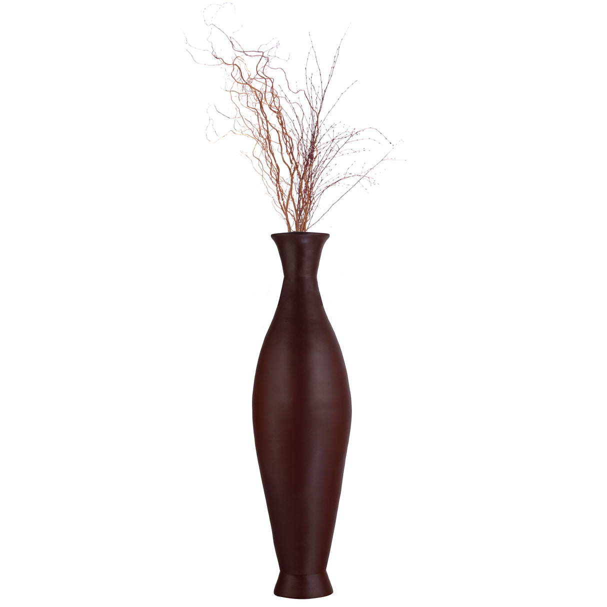 Modern Bamboo Floor Vase - Decorative 43-inch Vase for Living Room, Dining Room, or Entryway - Fill with Dried Branches or Flowers - Contemporary Tall Vase - Unique Bamboo Design, Brown - LEHADAR