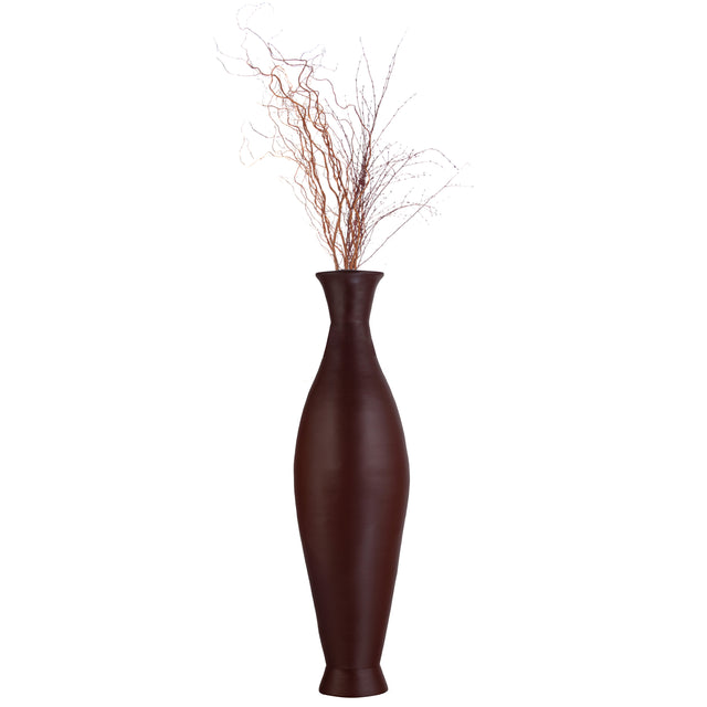 Modern Bamboo Floor Vase - Decorative 43-inch Vase for Living Room, Dining Room, or Entryway - Fill with Dried Branches or Flowers - Contemporary Tall Vase - Unique Bamboo Design, Brown - LEHADAR